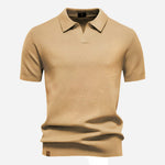 Textured Knit Polo Shirt for Men - Beige