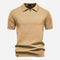 Textured Knit Polo Shirt for Men - Beige