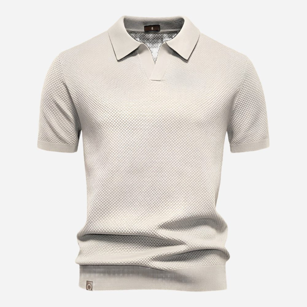 Textured Knit Polo Shirt for Men - Off White