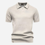 Textured Knit Polo Shirt for Men - Off White