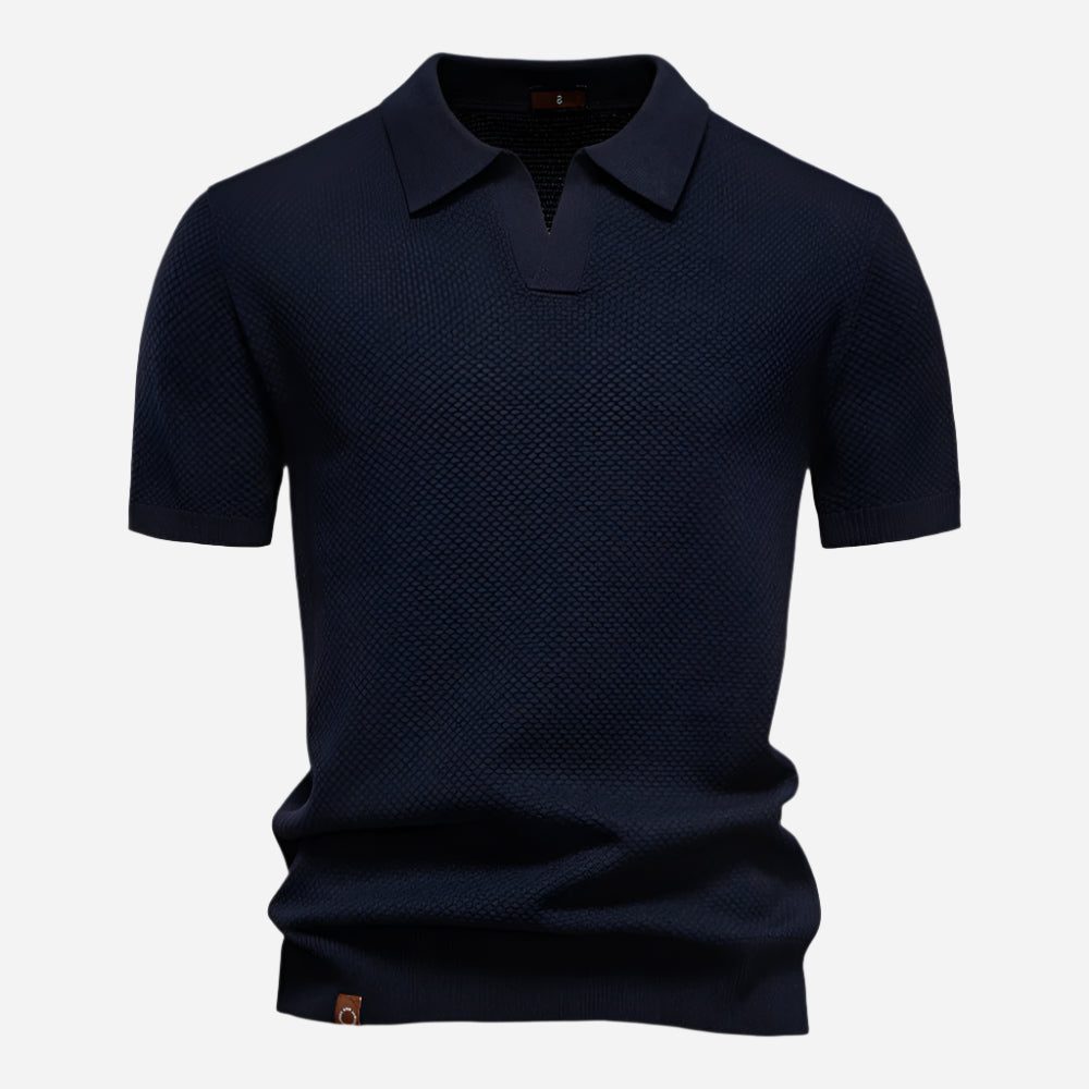 Textured Knit Polo Shirt for Men - Navy Blue