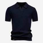 Textured Knit Polo Shirt for Men - Navy Blue