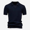 Textured Knit Polo Shirt for Men - Navy Blue