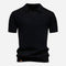 Textured Knit Polo Shirt for Men - Black