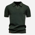 Textured Knit Polo Shirt for Men - Army Green