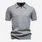 Textured Knit Polo Shirt for Men - Light Grey