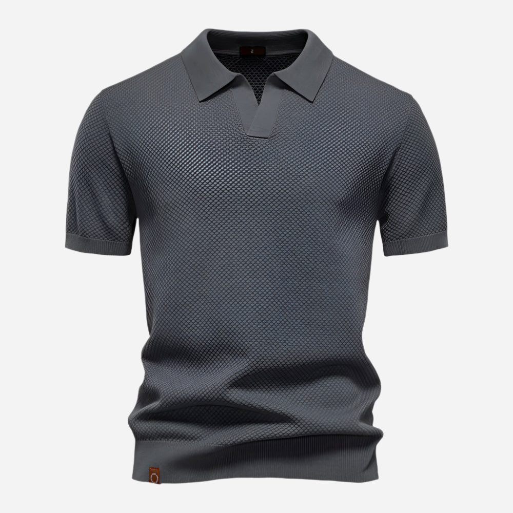 Textured Knit Polo Shirt for Men - Dark Grey