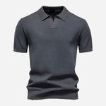 Textured Knit Polo Shirt for Men - Dark Grey