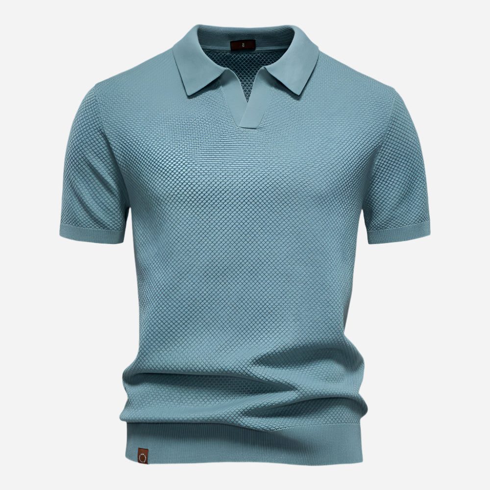 Textured Knit Polo Shirt for Men - Blue