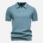 Textured Knit Polo Shirt for Men - Blue