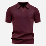 Textured Knit Polo Shirt for Men - Wine Red