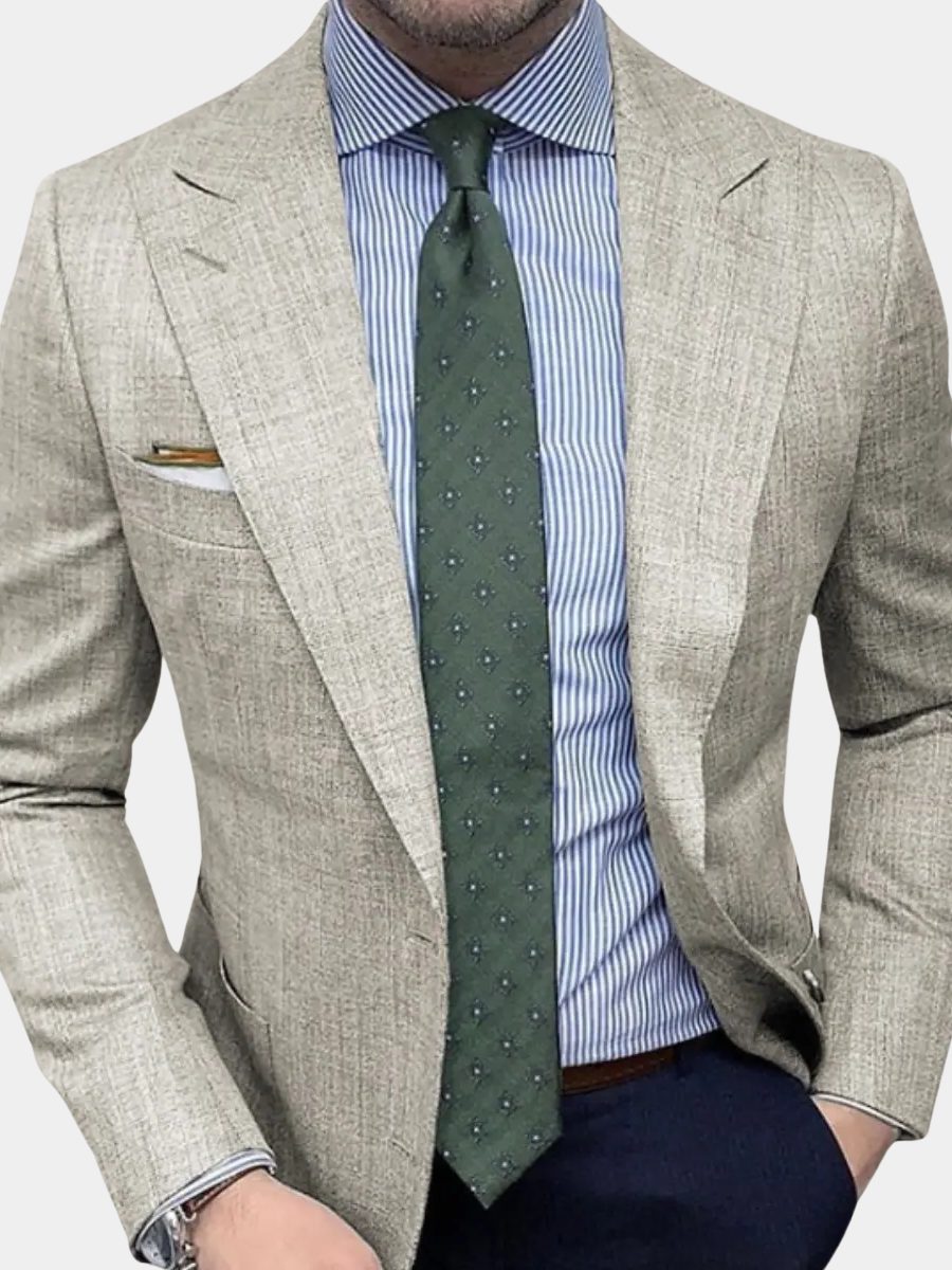 Textured Notch Lapel Blazer for Men