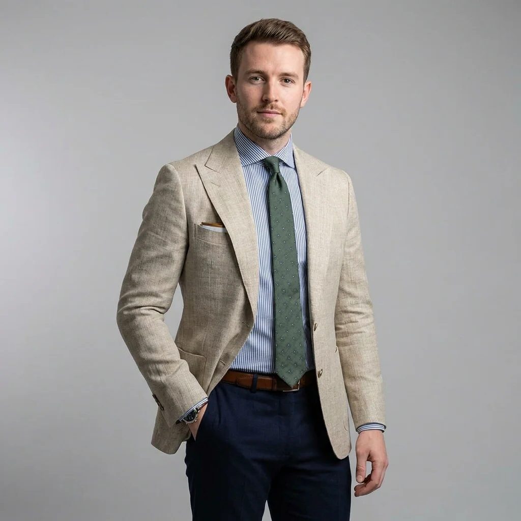 Textured Notch Lapel Blazer for Men - View 4