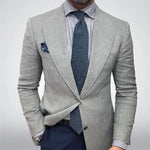 Textured Notch Lapel Blazer for Men - Light Grey