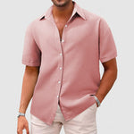 Textured Short Sleeve Button-Down Shirt for Men