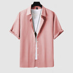 Textured Short Sleeve Button-Down Shirt for Men - View 2