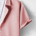 Textured Short Sleeve Button-Down Shirt for Men - View 3