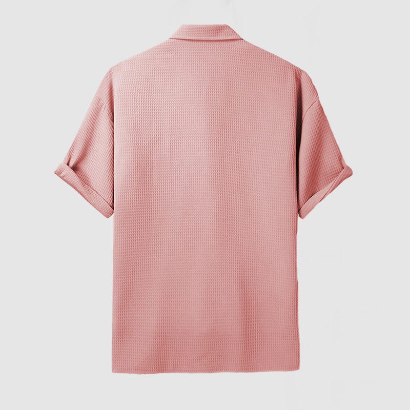Textured Short Sleeve Button-Down Shirt for Men - View 4