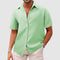 Textured Short Sleeve Button-Down Shirt for Men - Green
