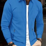 Textured Zip-Up Overshirt for Men - Blue