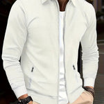 Textured Zip-Up Overshirt for Men - White