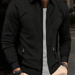 Textured Zip-Up Overshirt for Men - Black