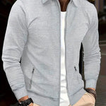 Textured Zip-Up Overshirt for Men - Grey