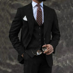 Three-Piece Double-Breasted Blazer Set for Men - Black
