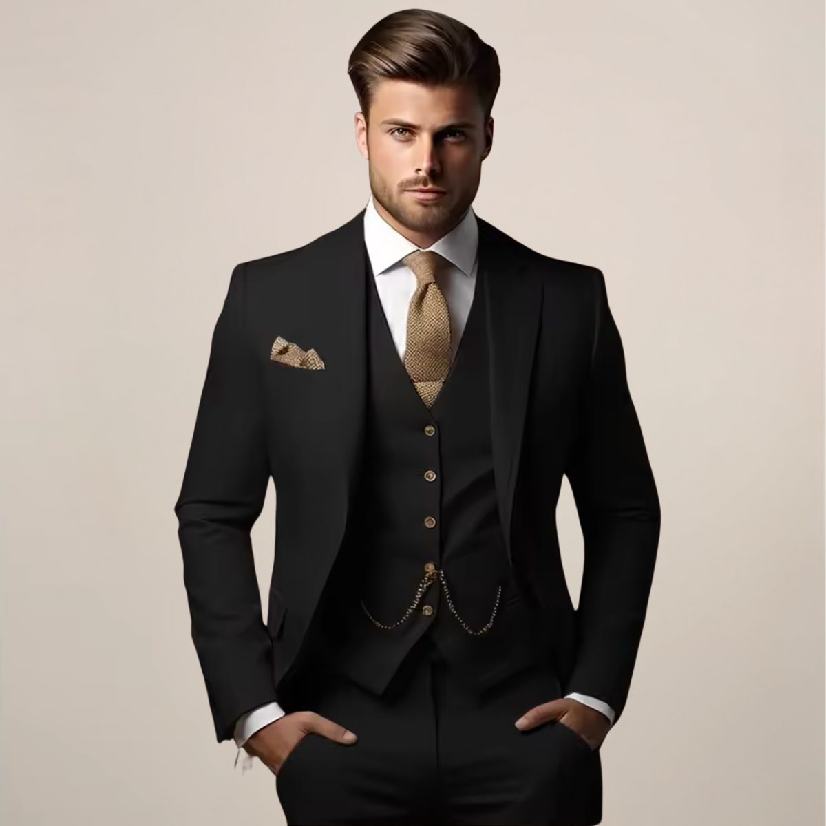 Three-Piece Double-Breasted Suit for Men
