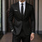 Two-Button Notch Lapel Suit for Men - Black