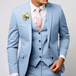 Two-Piece Single-Breasted Blazer Set for Men - Sky Blue