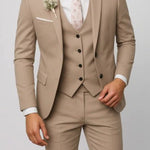 Two-Piece Single-Breasted Blazer Set for Men - Apricot