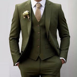Two-Piece Single-Breasted Blazer Set for Men - Dark Green