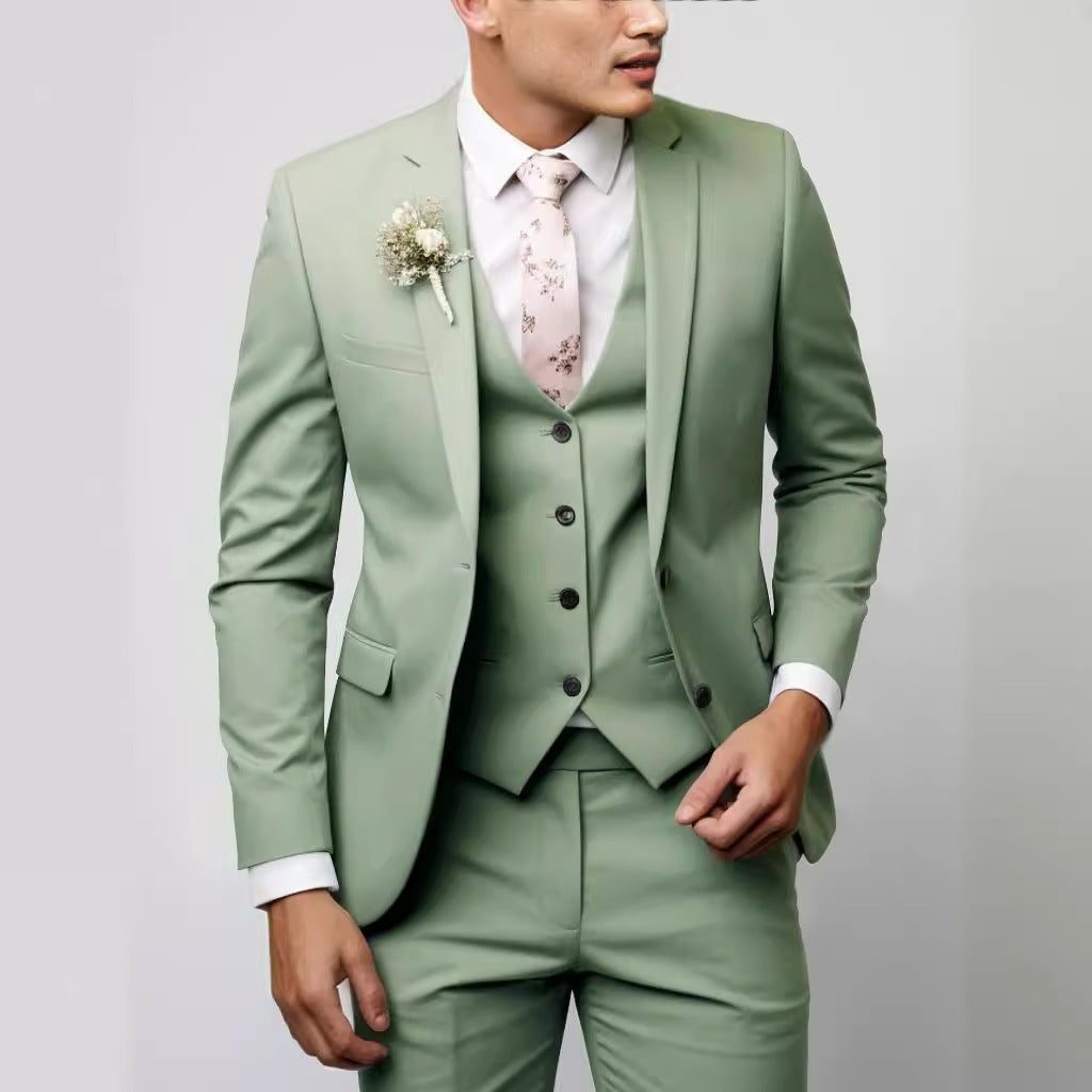 Two-Piece Single-Breasted Blazer Set for Men - Light Green