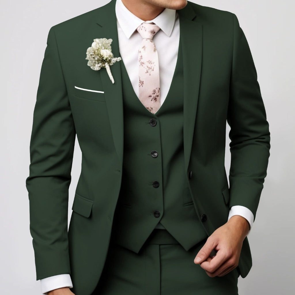 Two-Piece Single-Breasted Blazer Set for Men - Army Green