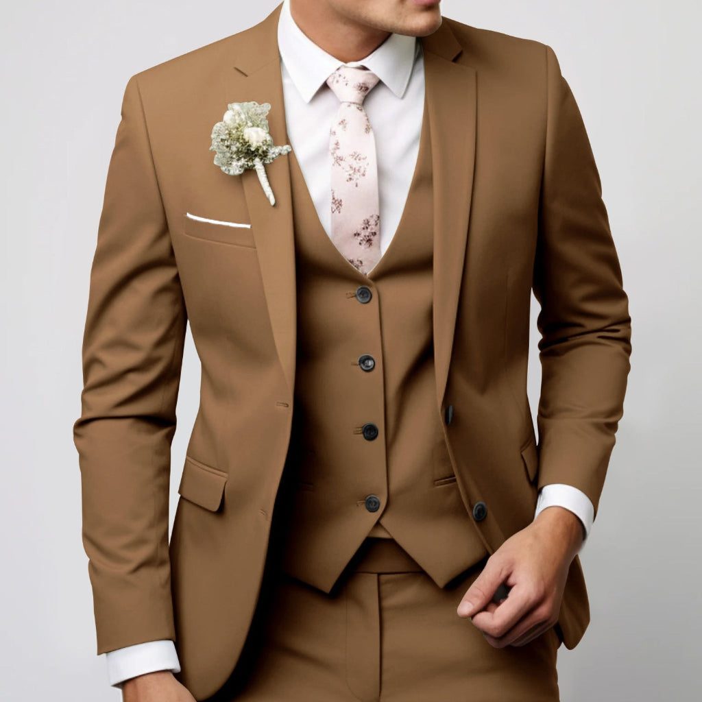 Two-Piece Single-Breasted Blazer Set for Men - Khaki