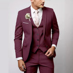 Two-Piece Single-Breasted Blazer Set for Men - Burgundy