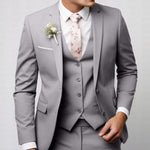 Two-Piece Single-Breasted Blazer Set for Men - Light Grey
