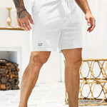 Ribbed Corduroy Shorts with Drawstring for Men - View 9
