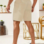 Ribbed Corduroy Shorts with Drawstring for Men - View 23