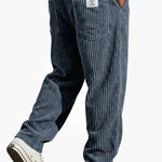 Ribbed Corduroy Straight Leg Trousers for Men - Blue