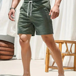 Ribbed Corduroy Shorts with Drawstring for Men - View 3