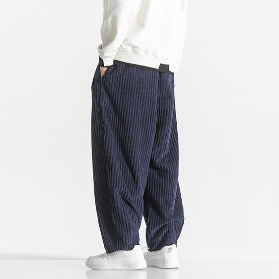 Ribbed Corduroy Relaxed Fit Trousers for Men - View 5