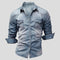 Vintage Denim Button-Down Shirt for Men