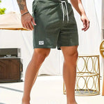 Ribbed Corduroy Shorts with Drawstring for Men - View 4