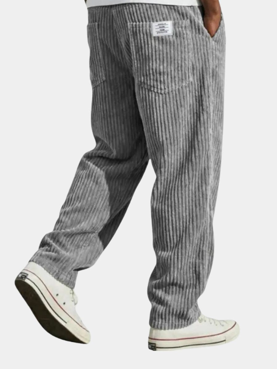 Ribbed Corduroy Straight Leg Trousers for Men