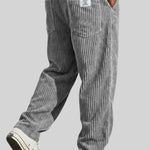 Ribbed Corduroy Straight Leg Trousers for Men - Grey