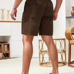 Ribbed Corduroy Shorts with Drawstring for Men - View 20