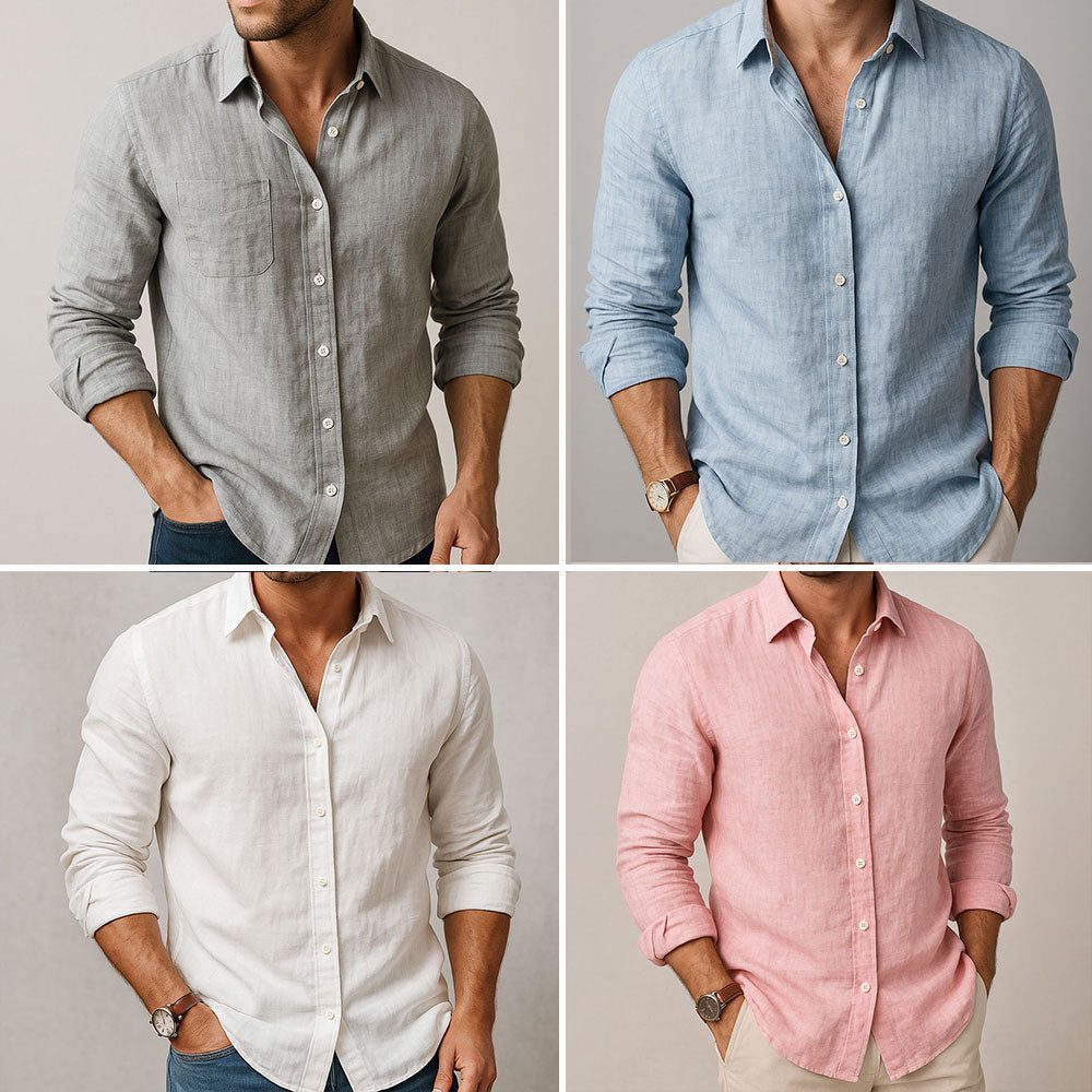 Linen Button-Down Overshirt for Men - Buy 3 and Get 1 Free (All 4 Colors)
