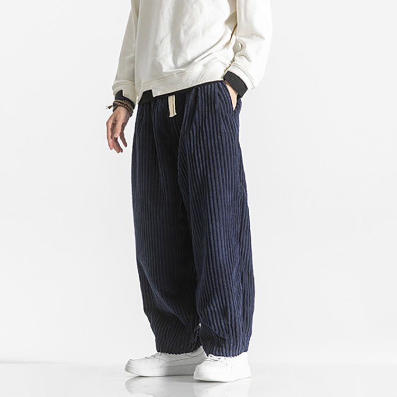 Ribbed Corduroy Relaxed Fit Trousers for Men - View 6